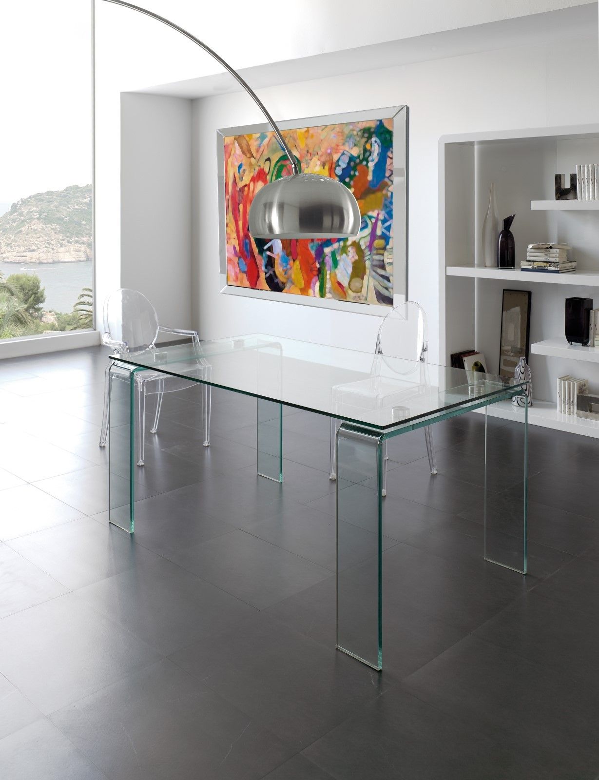 Estila Dizajnový sklenený jedálenský stôl Cristallere v obdĺžnikovom tvare so sklenenými nožičkami 160cm