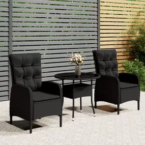 Záhradný bistro set 3 ks Dekorhome Černá