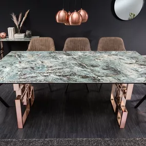 LuxD Dizajnový jedálenský stôl Salus 200 cm tyrkysový - vzor mramor