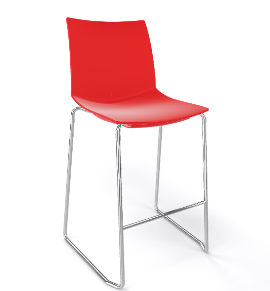 GABER - Barová stolička KANVAS ST 66 - nízka, červená/chróm