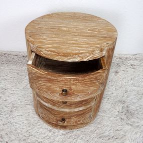 Okrúhly postranný stolík BOHO - tíkové drevo