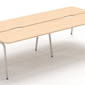 NARBUTAS - Štvormiestny pracovný stôl ROUND so zaoblenými rohmi a posuvnou doskou 280x164