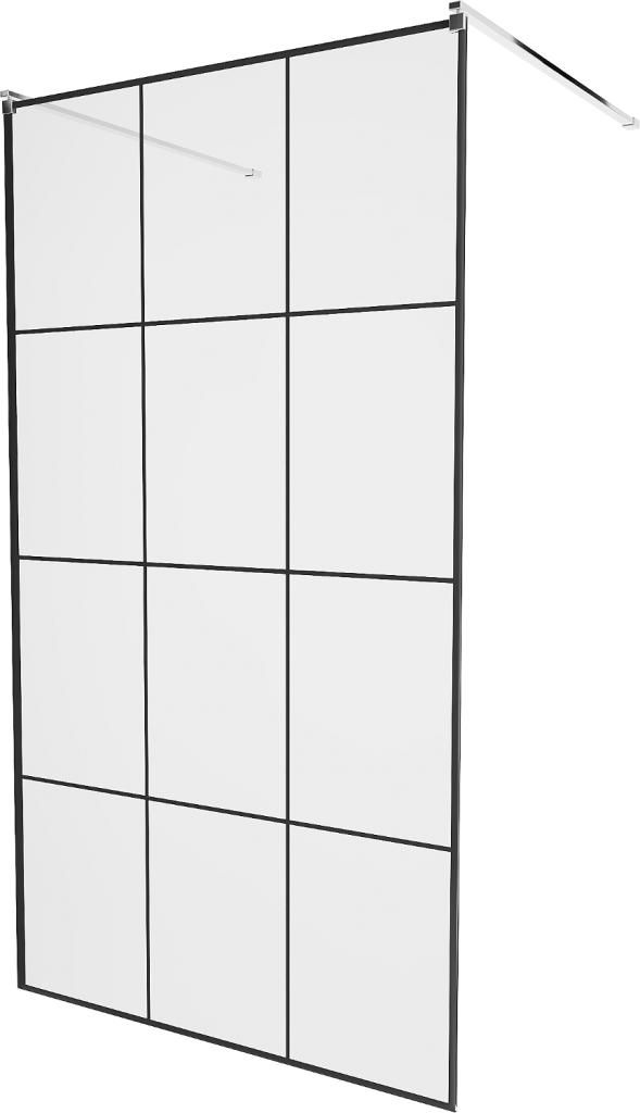 MEXEN/S - KIOTO samostatne stojaca sprchová zástena 120 x 200 cm, transparent/čierna vzor 8 mm, chróm 800-120-002-01-77