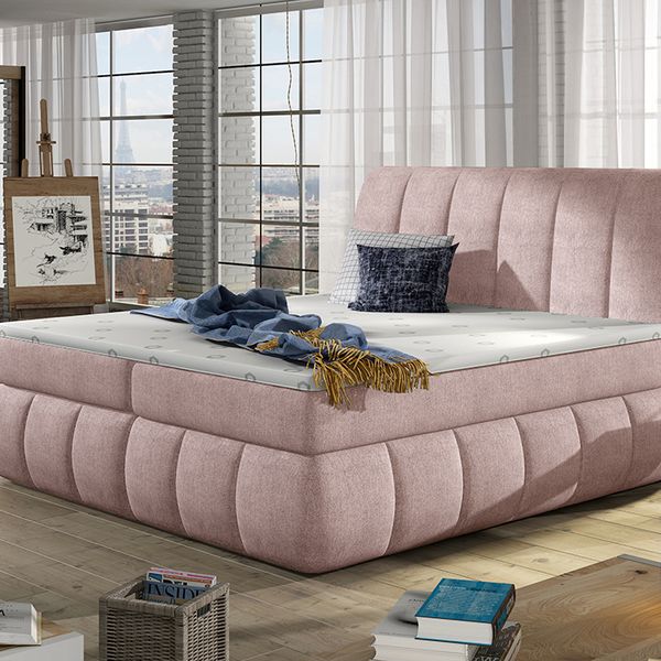 Čalúnená manželská posteľ s úložným priestorom Vareso 180 - ružová