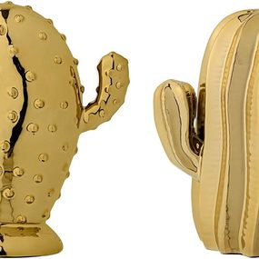 Bloomingville Dekoratívny keramický kaktus Gold Bacuľatý (bodlinky)