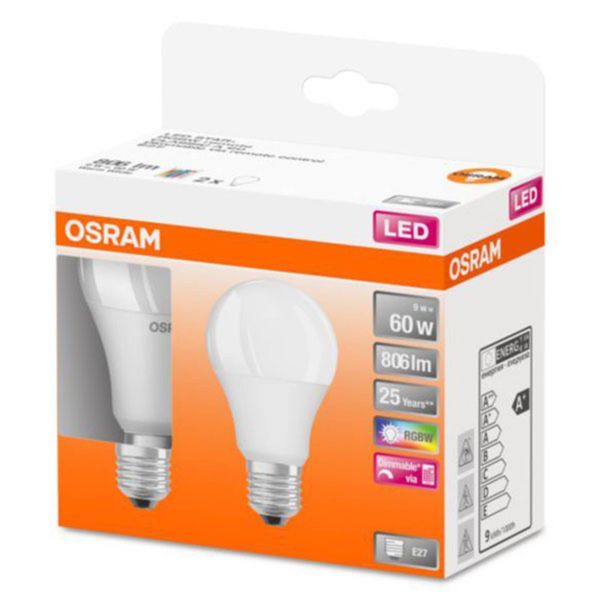 OSRAM LED E27 9, 7W Star+ remote control 2 ks, E27, 9.7W, Energialuokka: G, P: 10.8 cm