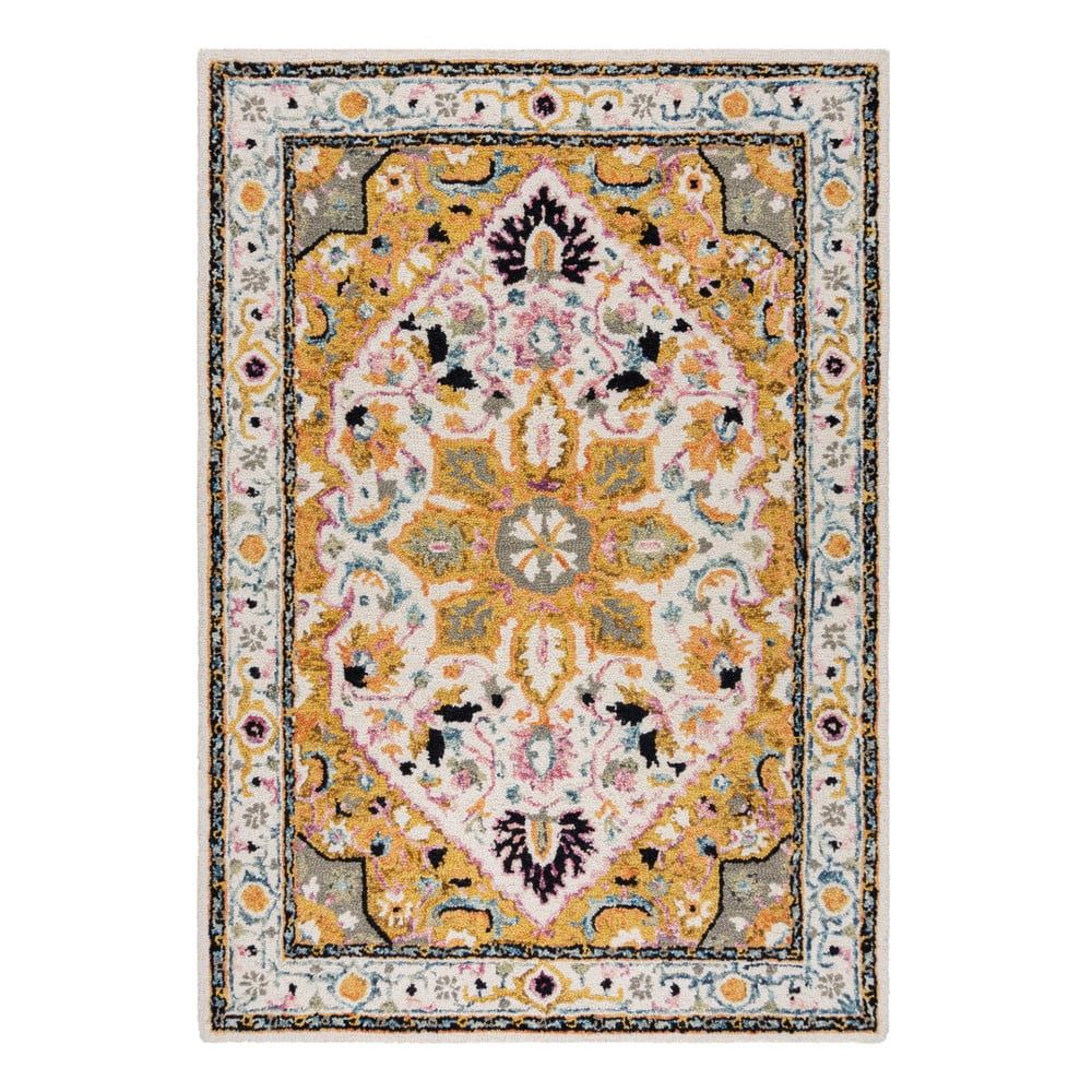 Žltý vlnený koberec 170x120 cm Dahlia - Flair Rugs