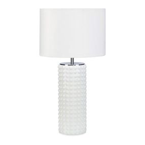 Biela stolová lampa Markslöjd Proud, ø 34 cm