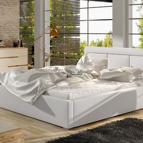 Čalúnená manželská posteľ s roštom Branco UP 180 - biela