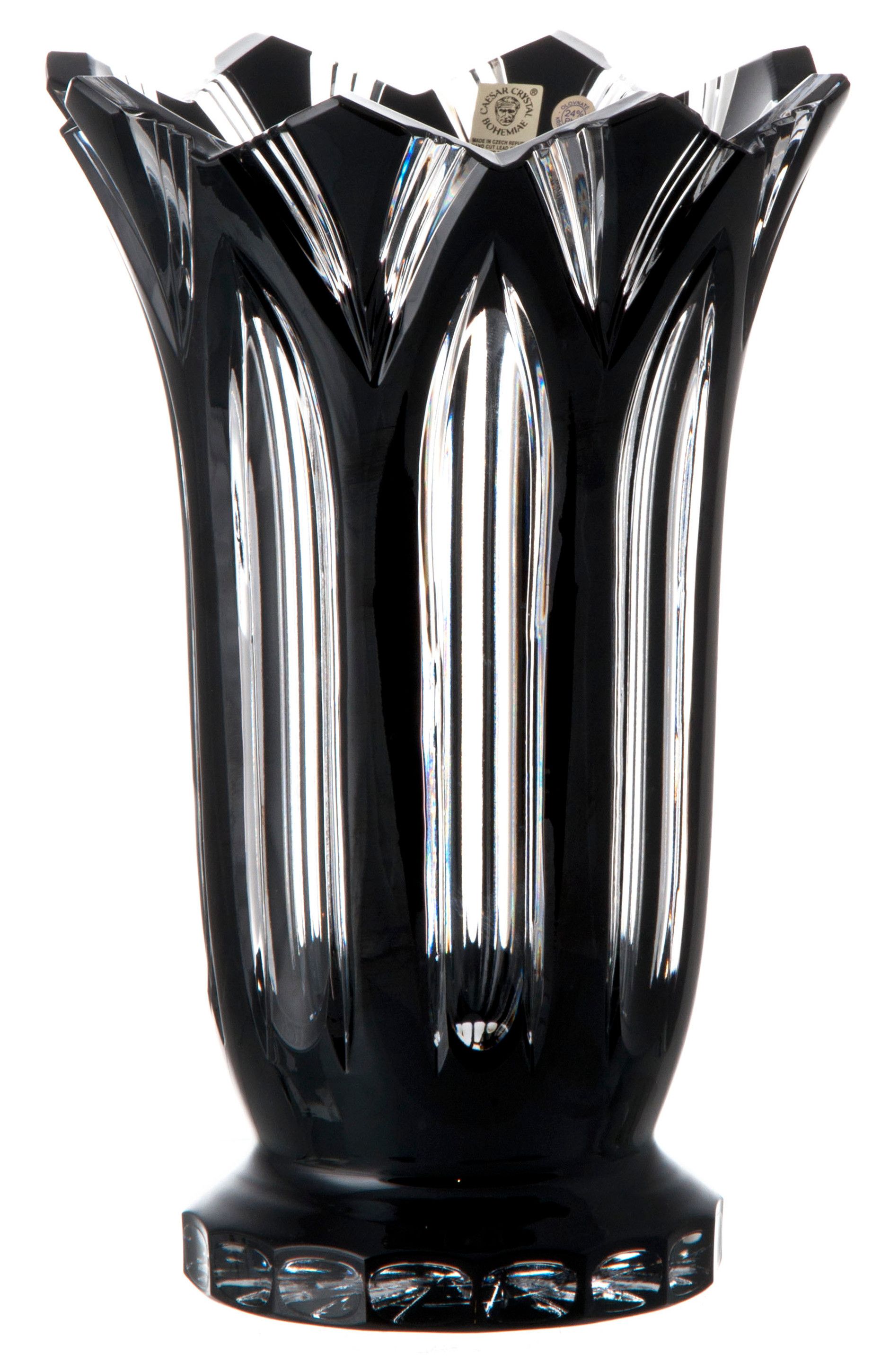Krištáľová váza Lotos, farba čierna, výška 255 mm