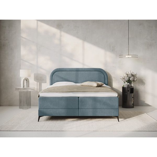 Svetlomodrá boxspring posteľ s úložným priestorom 180x200 cm Eclipse – Cosmopolitan Design