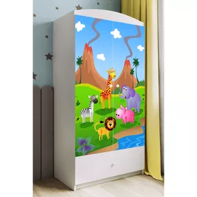 Dětská skříň Babydreams 90 cm safari bílá