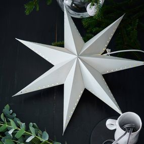 Markslöjd Dekoračná hviezda Lively, visiaca, sivá, Ø 60 cm, Obývacia izba / jedáleň, papier, E14, 6W