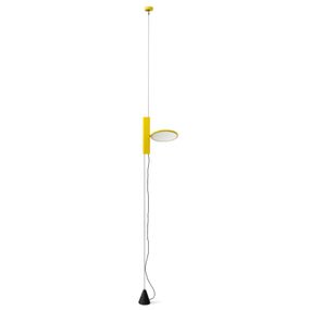 FLOS OK – stojace závesné LED svietidlo v žltej, Obývacia izba / jedáleň, hliník, oceľ, plast, 18W