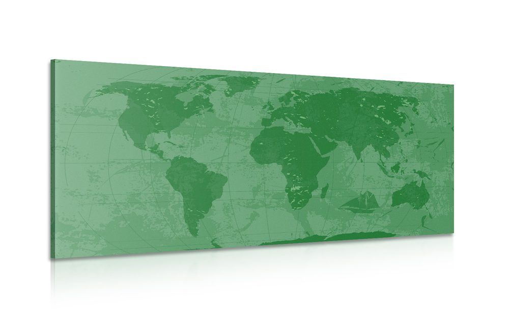 Obraz rustikálna mapa sveta v zelenej farbe