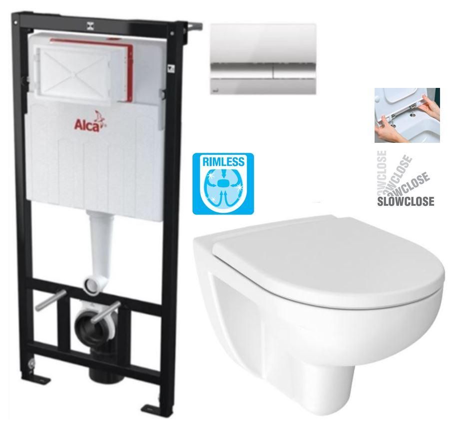 ALCADRAIN Alcadrain Sádromodul - predstenový inštalačný systém s chrómovým tlačidlom M1721 + WC JIKA LYRA PLUS RIMLESS + SEDADLO duraplastu SLOWCLOSE AM101/1120 M1721 LY2