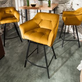 Germany24 - Barová stolička Loft zamat horčicovo žltá