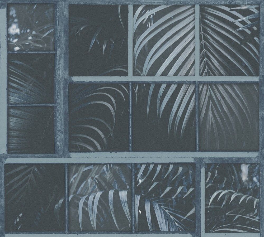 KT4-04773 A.S. Création vliesová tapeta na stenu Industrial 2023 palmy za oknom, veľkosť 10,05 m x 53 cm