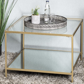 Čtvercový konferenční stolek Porto 60x60 cm, zlatý