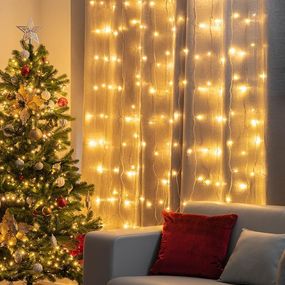 Reťaz MagicHome Vianoce Curtain, 160x LED teplá biela, 230V, 50 Hz, 8 funkcií, časovač, osvetlenie, L-1,5 + 2 m