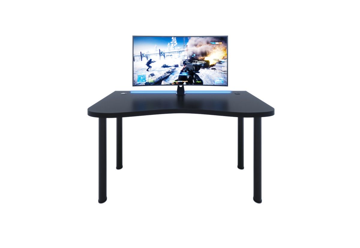 Expedo Počítačový herný stôl CODE Y2 s LED, 135x73-76x65, čierna/čierne nohy + USB HUB