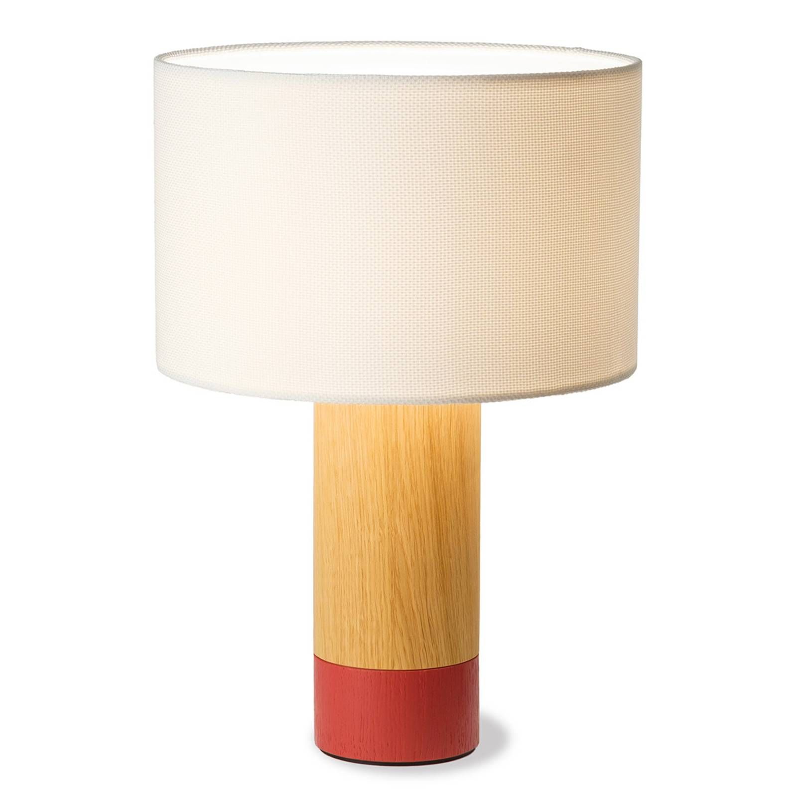 Domus Stolná lampa Klippa koral Trooper alabaster 41cm, Obývacia izba / jedáleň, dubové drevo, textil, E27, 50W, K: 41cm