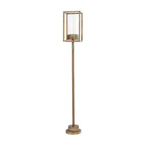 Moretti Luce Chodníkové svietidlo Cubic³ 3371 mosadz/opál, mosadz, sklo, E27, 52W, P: 15 cm, L: 15 cm, K: 110cm