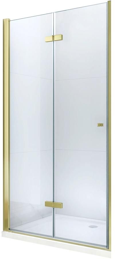 MEXEN - Lima skladacie sprchové dvere 100 cm, číre sklo, zlatý sa stenovým profilom 856-100-000-50-00