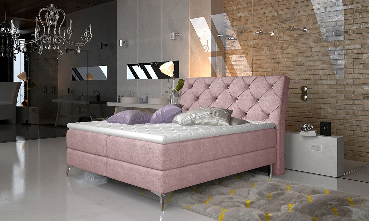 Čalúnená manželská posteľ s úložným priestorom Amika 180 - ružová (Omega 91)