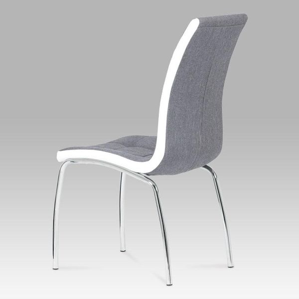 Autronic -  Jedálenská stolička DCL-420 GREY2, látka sivá / koženka biela, chróm