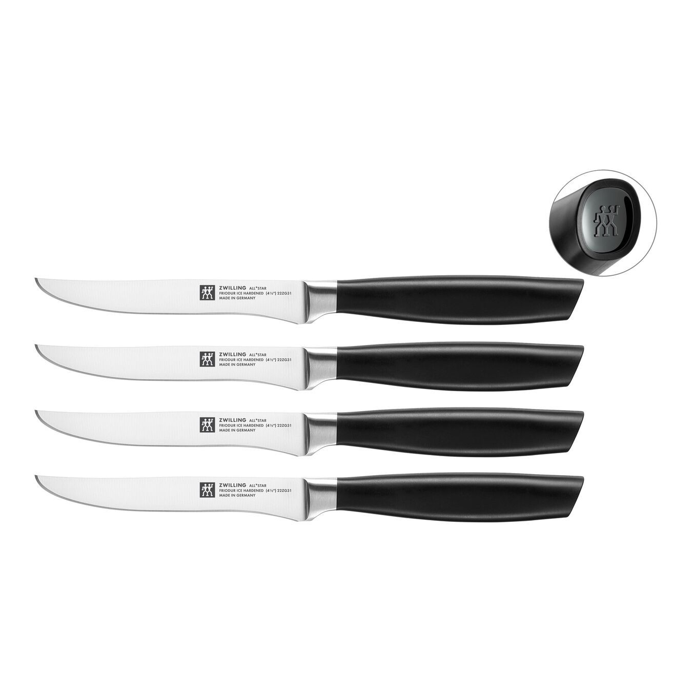 Zwilling Steakové nože All* Star, 12 cm, 4 ks, čierne logo 1022589