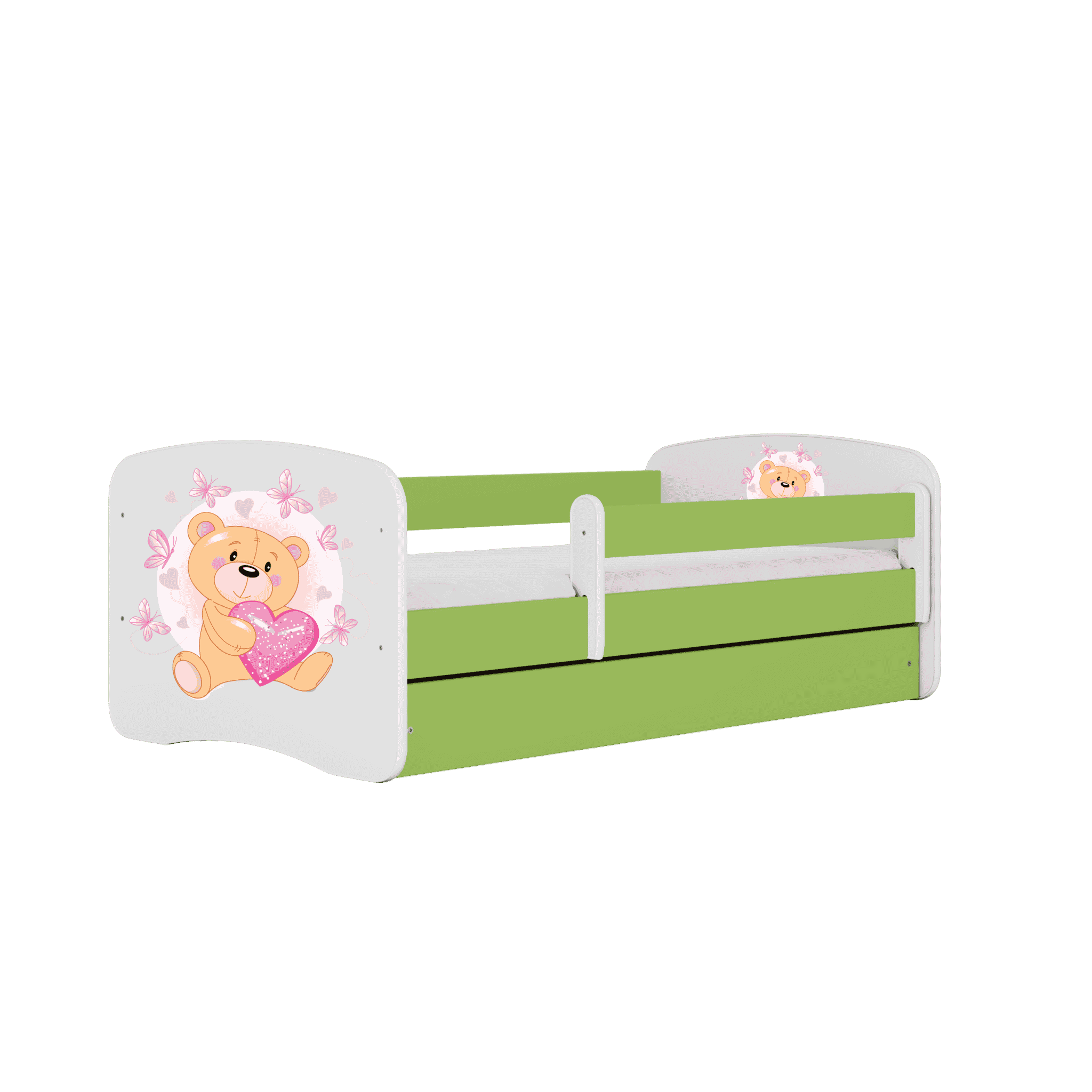 Letoss Detská posteľ BABY DREAMS 140/70- Macko Zelená S matracom Bez uložného priestoru
