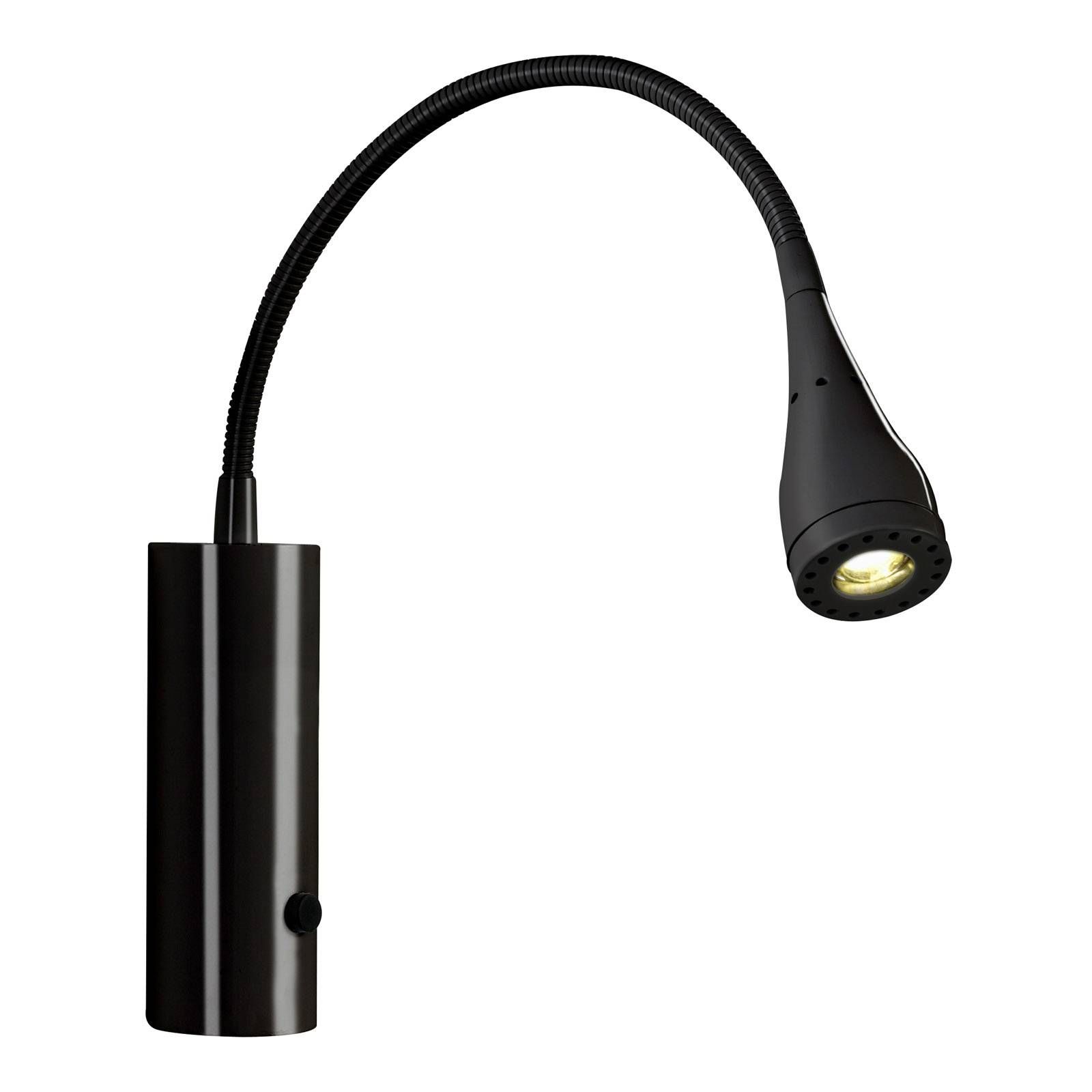 Nordlux LED svietidlo Mento s flexibilným ramenom, čierne, Spálňa, Kov, 3W, Energialuokka: G, P: 28 cm, L: 5 cm, K: 30cm