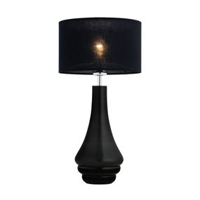Euluna Stolná lampa Arabesca celá v čiernej, Obývacia izba / jedáleň, sklo, textil, E27, 15W, K: 58cm