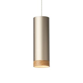 Domus Závesné LED svietidlo PHEB, strieborný bronz/dub, Obývacia izba / jedáleň, hliník, drevo, 11W, K: 16.5cm