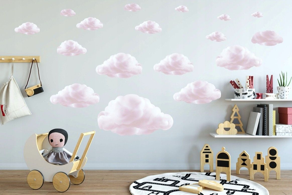 DomTextilu Milá detská nálepka na stenu ružové mraky 100 x 200 cm 46207-216733  