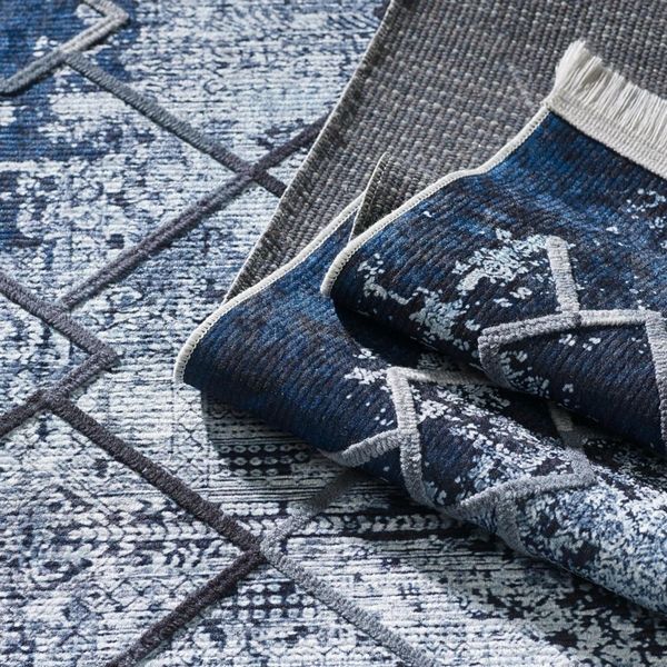 DomTextilu Fenomenálny modrý vzorovaný koberec v škandinávskom štýle 39659-183535