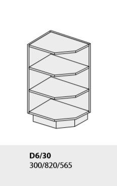 ArtExt Kuchynská linka Brerra - mat Kuchyňa: Spodná rohová skrinka D6/30 / (ŠxVxH) 30 x 82 x 56,5 cm