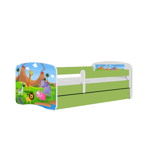 Letoss Detská posteľ BABY DREAMS 140/70- Safari Zelená S matracom Bez uložného priestoru
