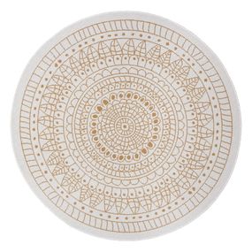 Okrovožlto-biely okrúhly vonkajší koberec ø 200 cm Porto – NORTHRUGS