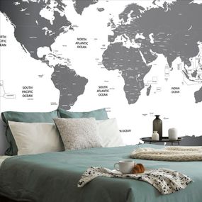 Samolepiaca tapeta mapa sveta s jednotlivými štátmi v šedej farbe - 450x300