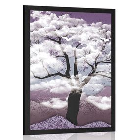 Plagát strom zaliaty oblakmi - 40x60 black