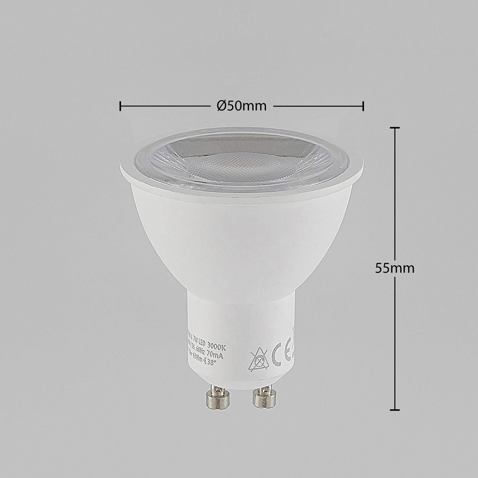 Arcchio LED reflektor GU10 7W 830 700 lúmenov 38° 10ks, plast, GU10, 7W, Energialuokka: F, P: 5.5 cm