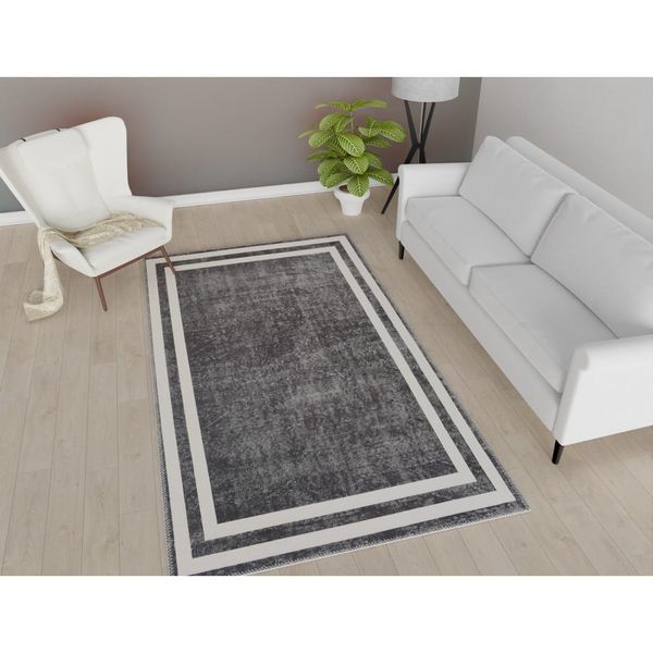 Bielo-sivý prateľný koberec behúň 200x80 cm - Vitaus