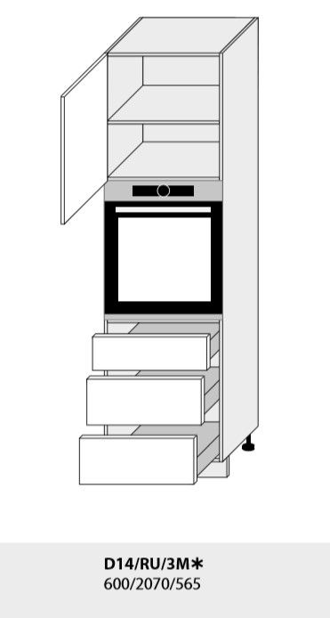 ArtExt Kuchynská linka Quantum Kuchyňa: Skrinka D14/RU/3M /(ŠxVxH) 60 x 207 x 56,5 cm (korpus grey,lava,biela)