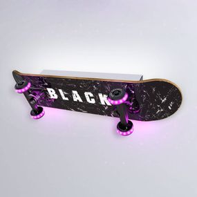 Evotec Skateboardové nástenné LED Easy Cruiser Black, Detská izba, drevo, kov, plast, Energialuokka: F, L: 80 cm, K: 20.2cm