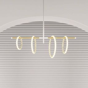 Marchetti Závesné LED svietidlo Ulaop, štyri kruhy, biele, Obývacia izba / jedáleň, kov, plexisklo, P: 120 cm, L: 36 cm