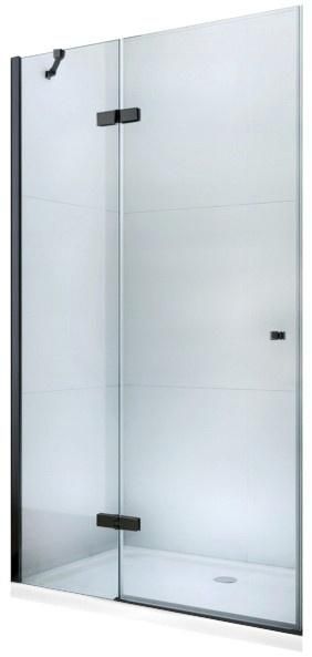 MEXEN - ROMA krídlové dvere 110x190 cm 6mm, čierne, transparent so stenovým profilom 854-110-000-70-00
