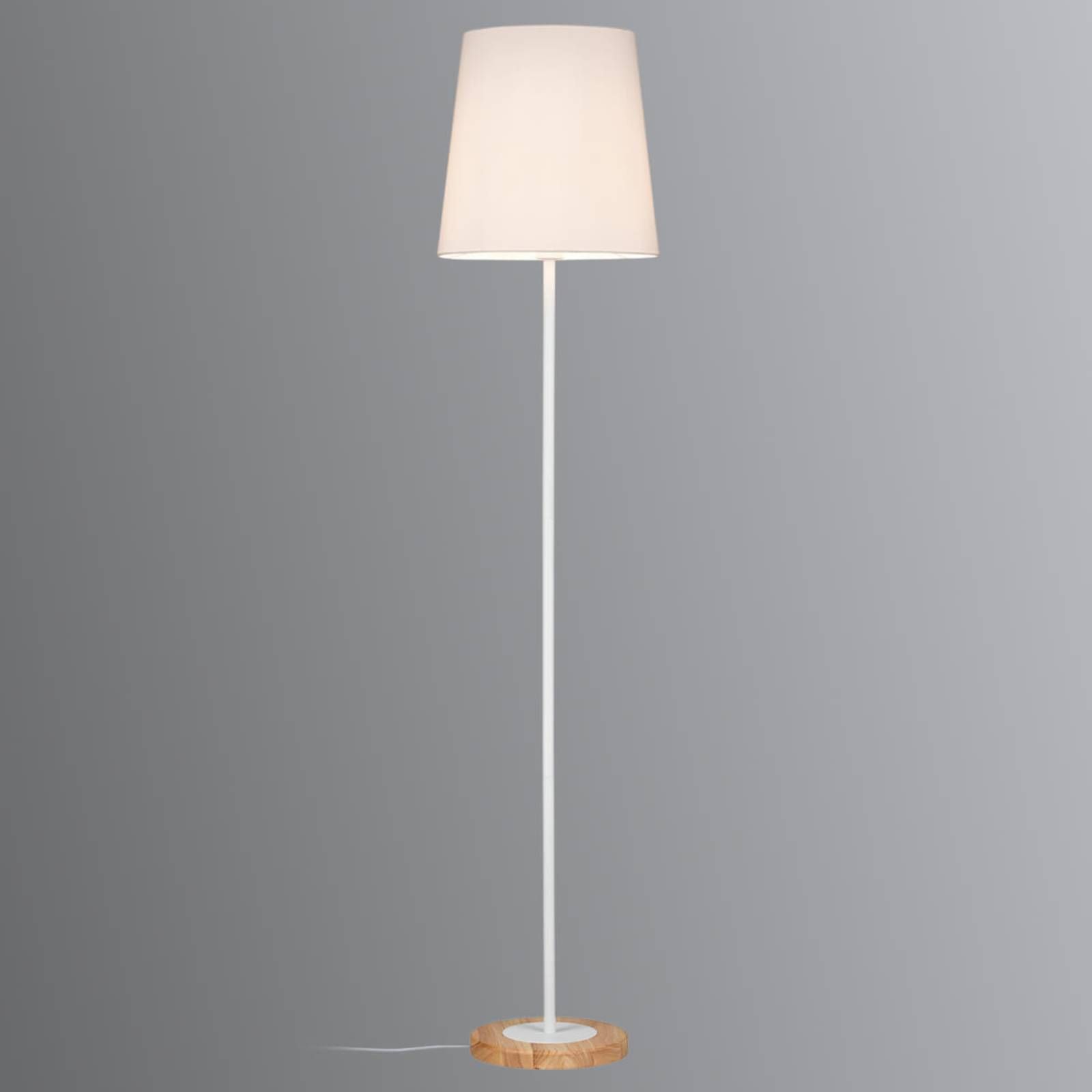 Paulmann Stellan stojaca lampa textilné biela, Obývacia izba / jedáleň, kov, textil, drevo, E27, 20W, K: 161.5cm