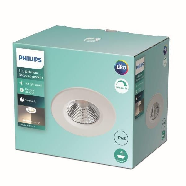 Philips Dive LED SL261 Zápustné svietidlo do kúpeľne kruhové 5,5W/350lm 85mm 2700K IP65 biela